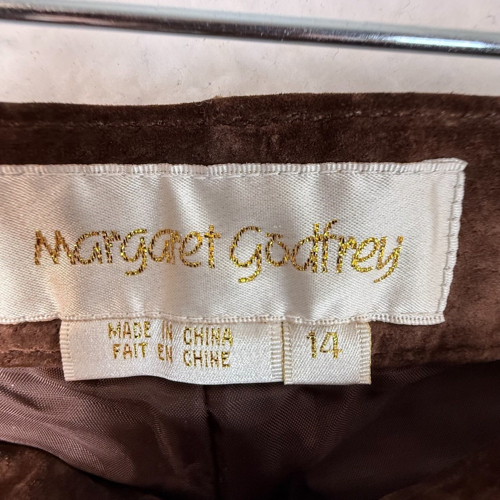 Margaret Godfrey Brown Suede Leather Pants Size 14 High Rise Vintage Style - Picture 3 of 13